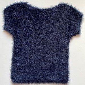 Jennifer Lopez Short Sleeve Sparkle Sweater Navy Blue Size XS